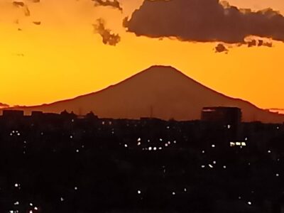 夕映えの富士山！